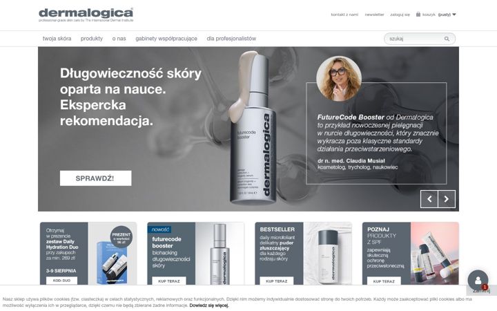 Ekrano kopija dermalogica.pl