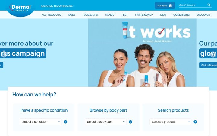 Captura de ecrã de dermaltherapy.com.au