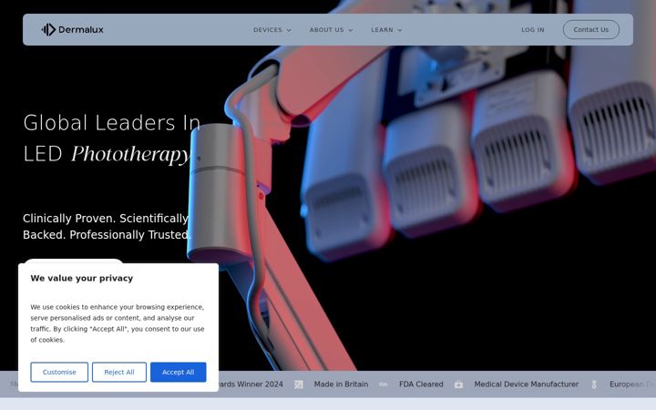 Screenshot of dermaluxled.com