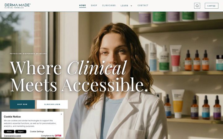 Screenshot of dermamade.com