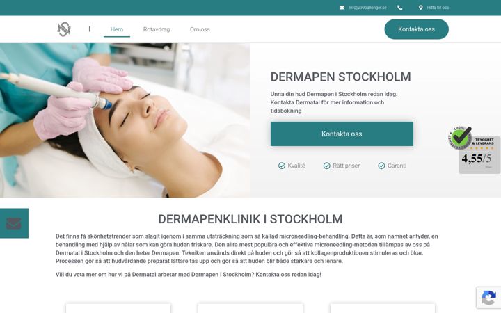 Skærmbillede af dermapen-stockholm.se