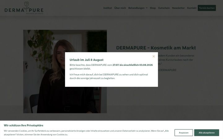 Skjámynd af dermapure-kosmetik.de