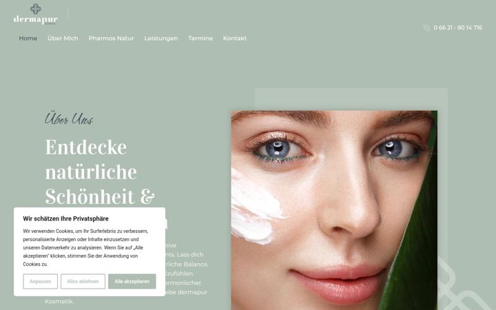 Skjámynd af dermapurkosmetik.de