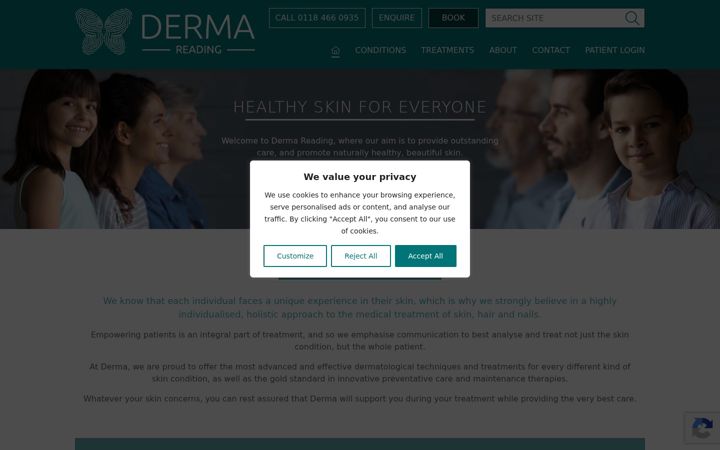 Screenshot of dermareading.co.uk