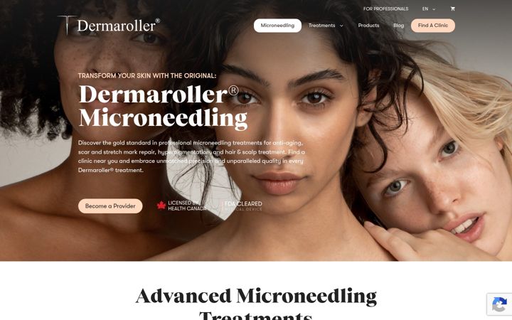 Screenshot of dermarollerclinics.com