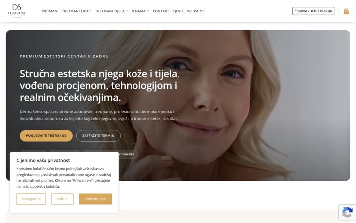 Screenshot ta' dermasense.hr