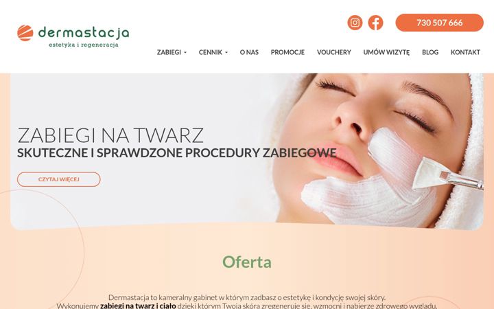 Captură de ecran a dermastacja.pl