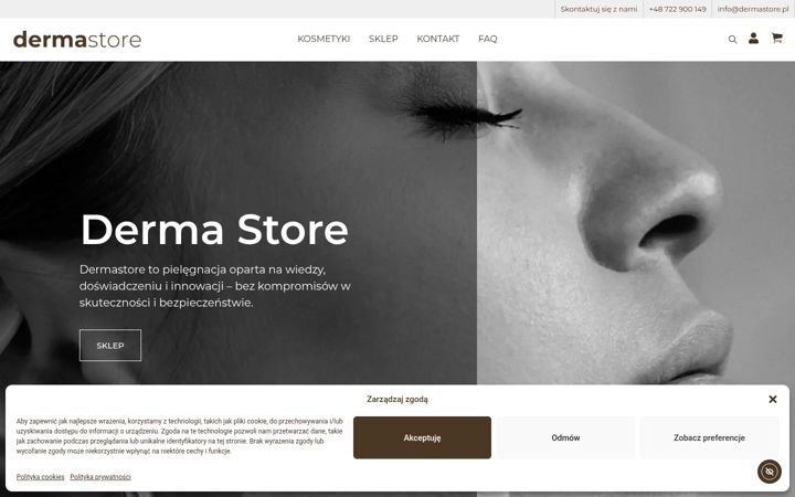 Captură de ecran a dermastore.pl
