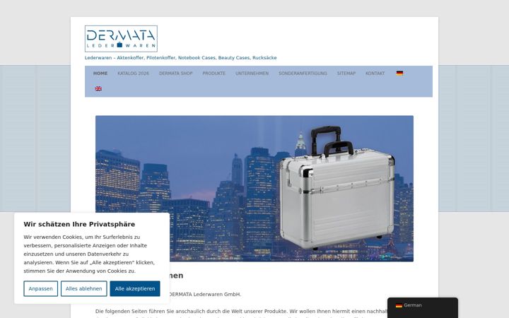 Skjámynd af dermata.de
