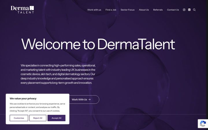 Screenshot of dermatalent.co.uk