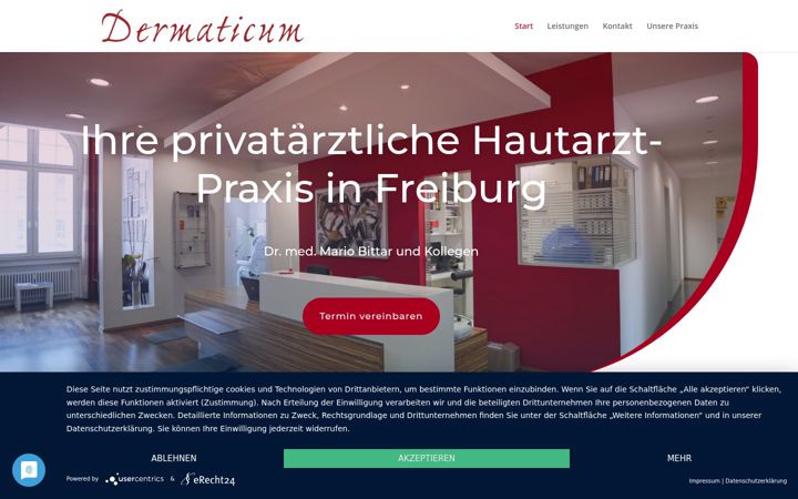 Skjámynd af dermaticum.de