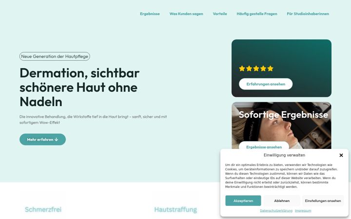 Skjámynd af dermation.de