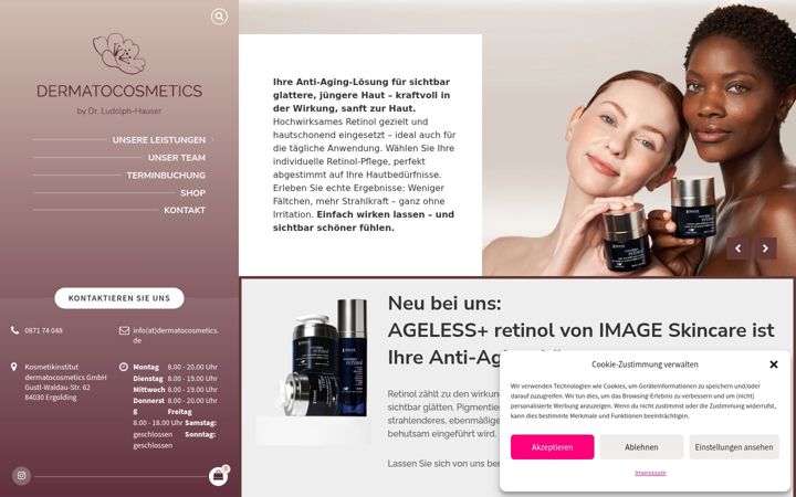 Ekrānuzņēmums no dermatocosmetics.de