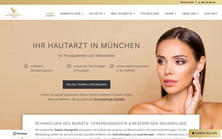 Screenshot di dermatologie-am-friedensengel.de