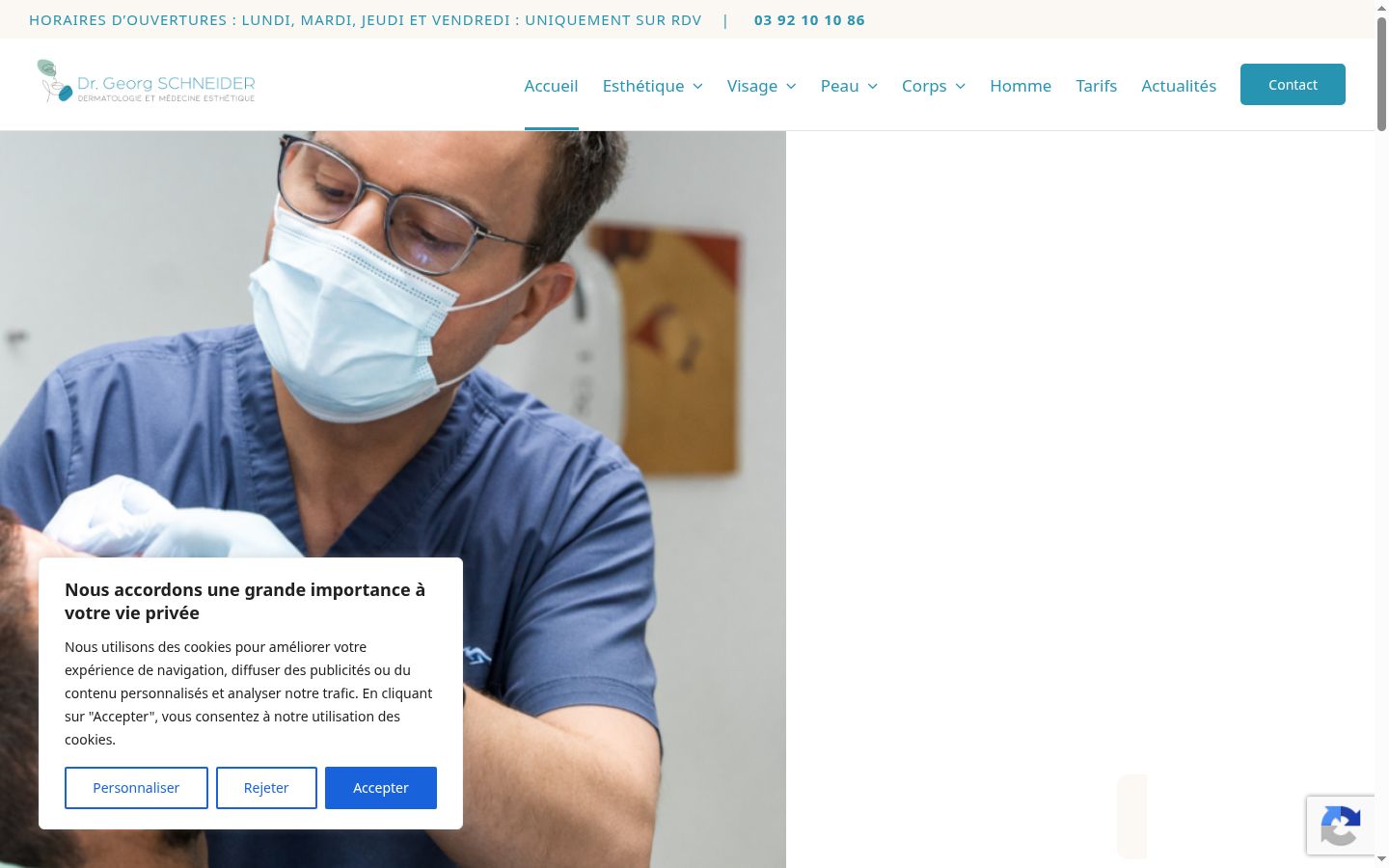 Capture d'écran de la bannière de consentement affichée avant toute interaction