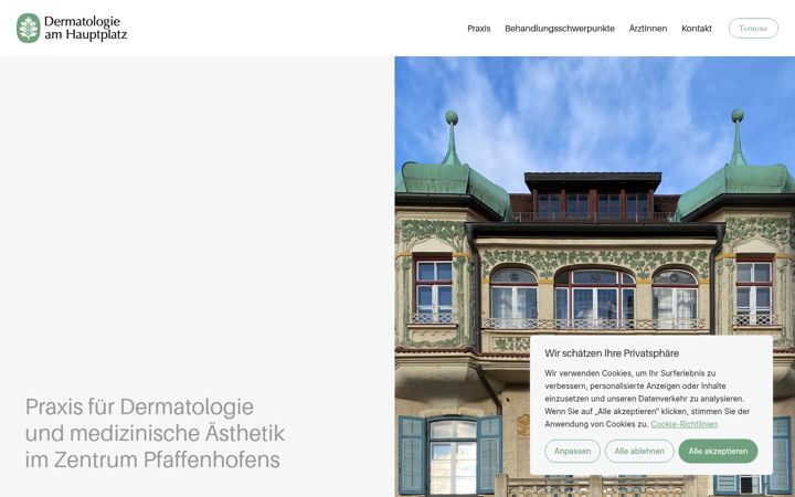 Screenshot of dermatologie-hauptplatz.de
