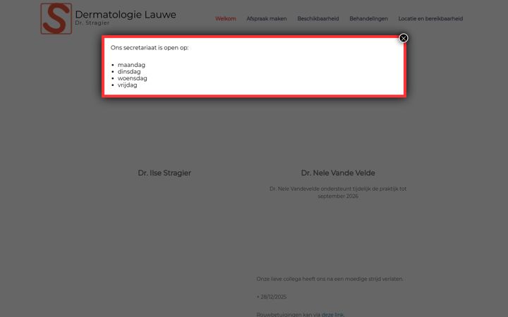 Screenshot of dermatologie-lauwe.be