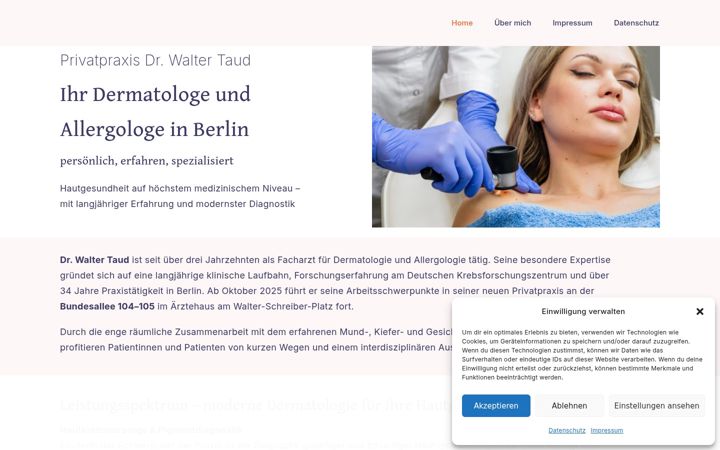 Screenshot of dermatologie-taud.de