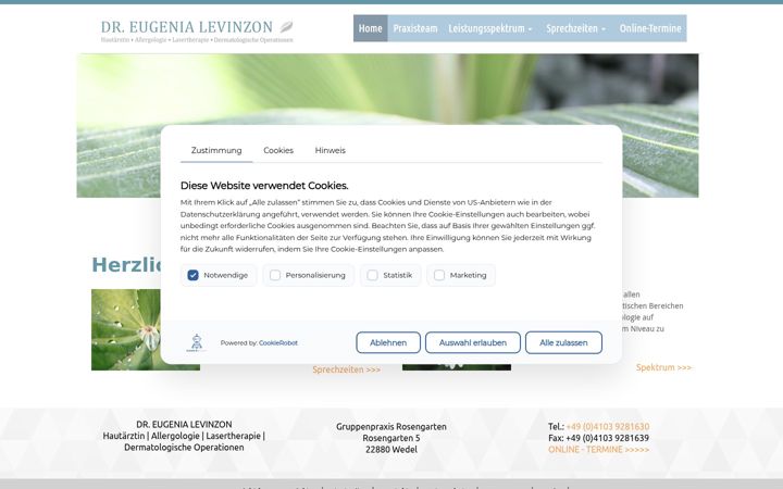 Screenshot of dermatologie-wedel.de