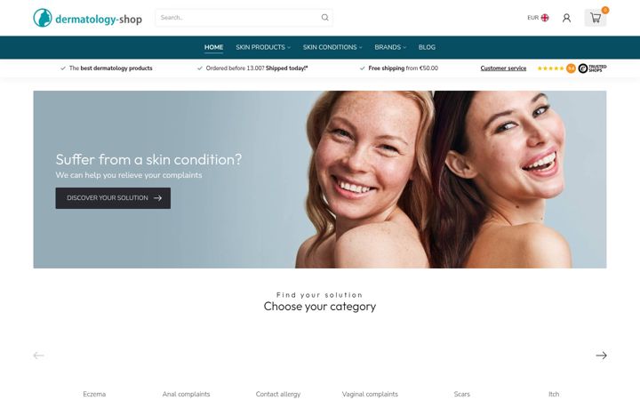 Screenshot of dermatologie-winkel.nl