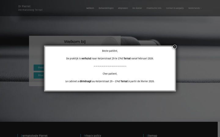 Screenshot of dermatologiepierret.be