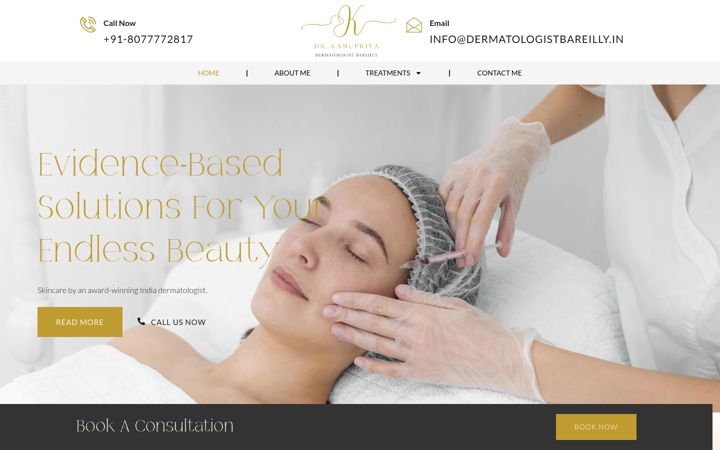 Kuvakaappaus sivustosta dermatologistbareilly.in