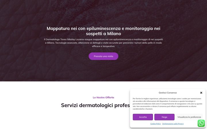 Screenshot von dermatologotasev.it