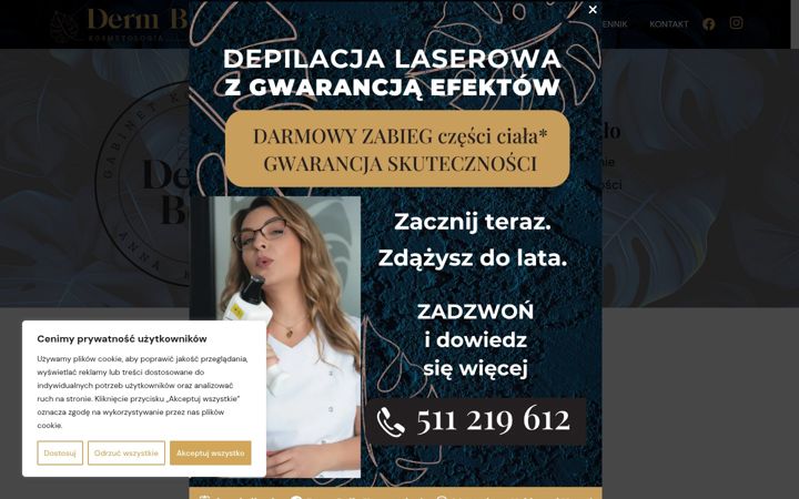 Captură de ecran a dermbella.pl