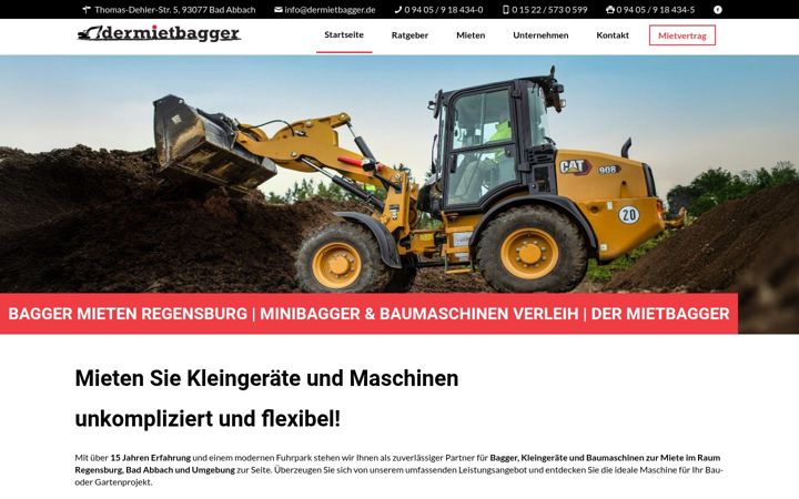 Screenshot of dermietbagger.de