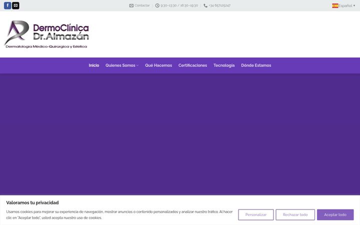 Skjermbilde av dermoclinicaalmazan.es