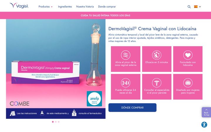 Screenshot of dermovagisil.com