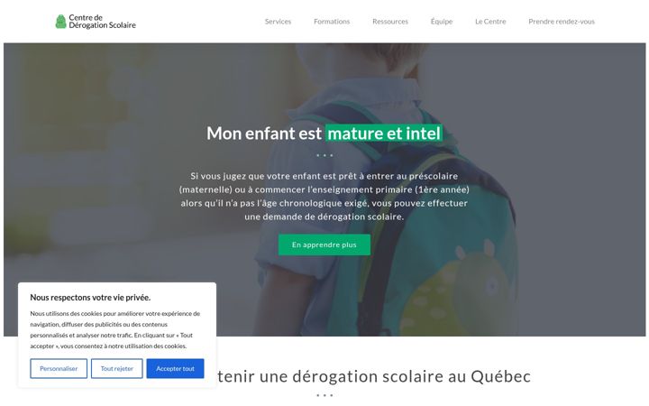 Екранна снимка на derogationscolaire.ca
