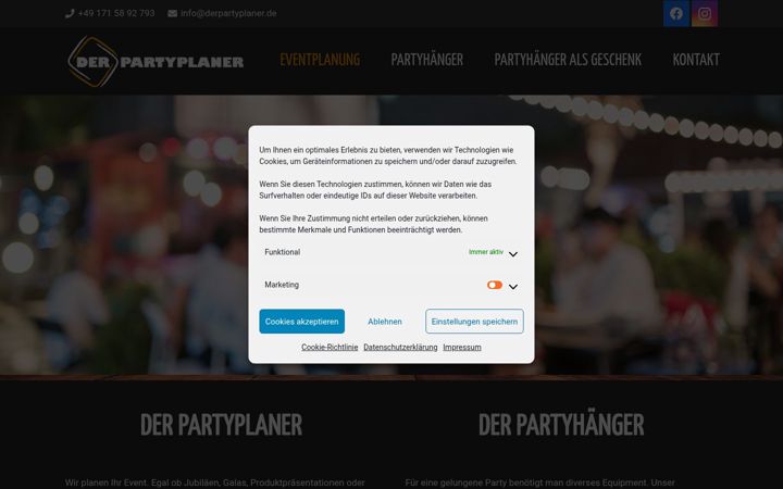 Screenshot van derpartyplaner.de
