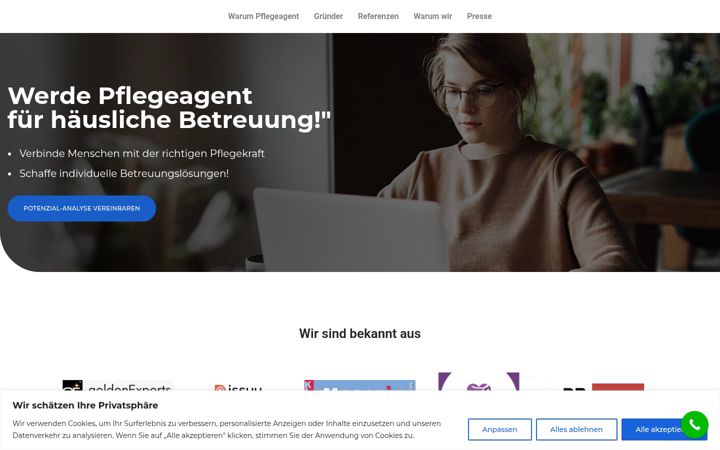 Screenshot van derpflegeagent.de