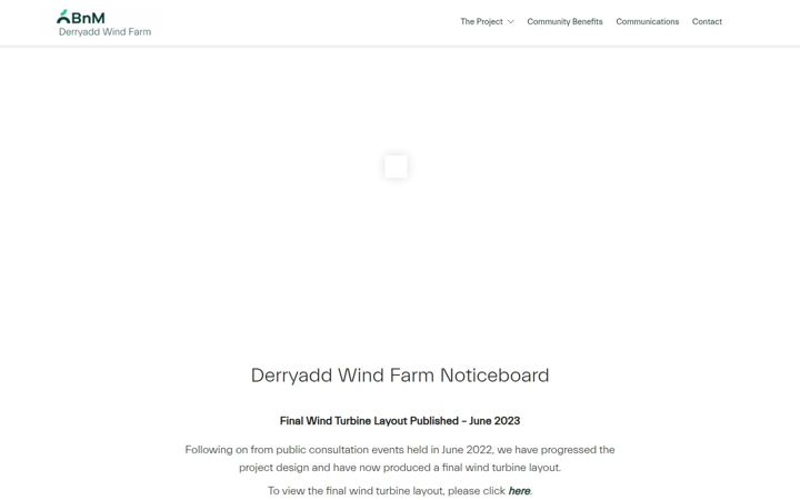 Screenshot of derryaddwindfarm.ie
