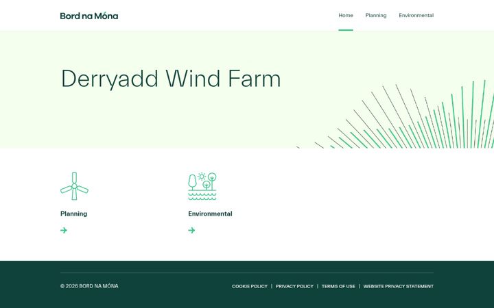 Skærmbillede af derryaddwindfarmplanning.ie