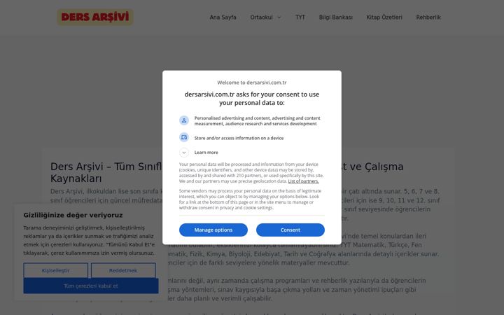 Screenshot ta' dersarsivi.com.tr