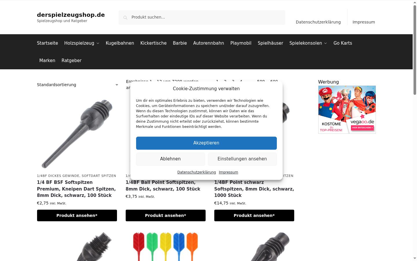 Screenshot van de toestemmingsbanner zoals getoond vóór enige interactie