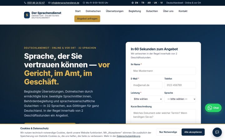 Screenshot of dersprachendienst.de