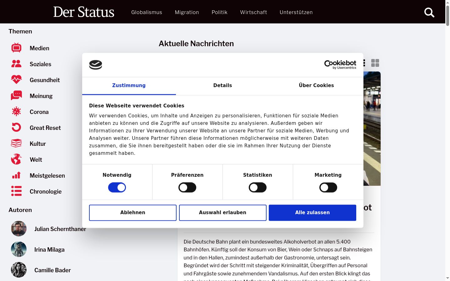 Kuvakaappaus suostumusbannerista, joka näytettiin ennen mitään vuorovaikutusta