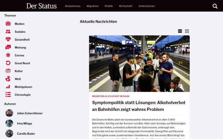 Screenshot of derstatus.at