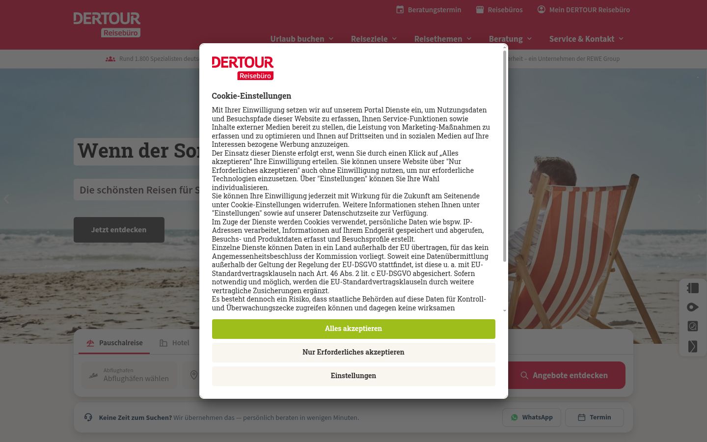 Screenshot of the consent banner shown before any interaction