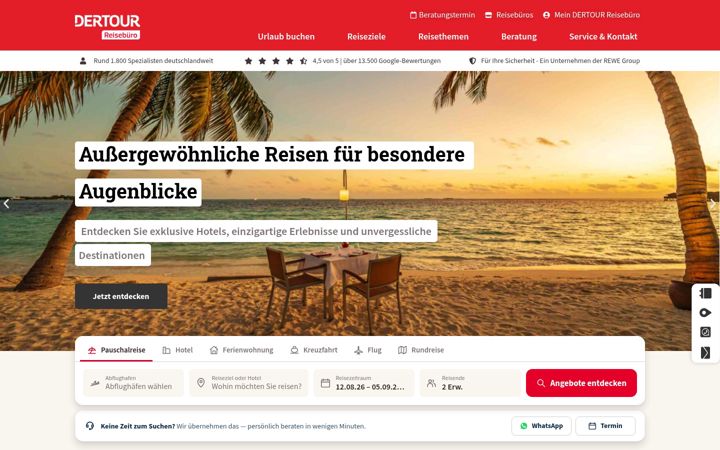 Screenshot of dertour-reisebuero.de