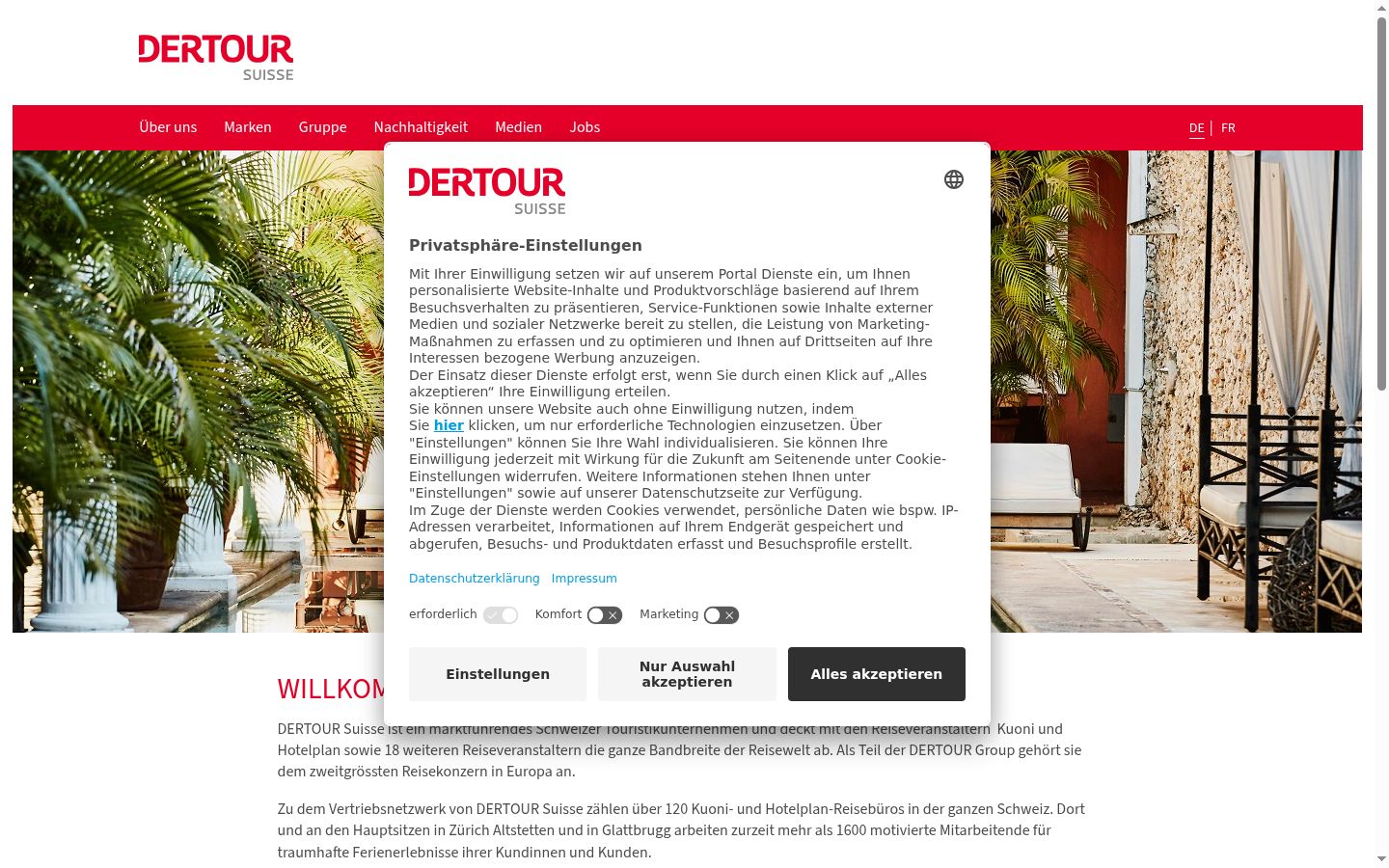 Screenshot of the consent banner shown before any interaction