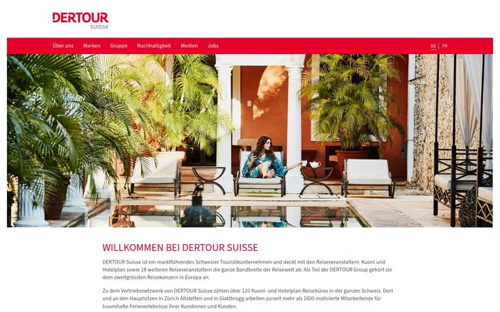 Screenshot of dertour-suisse.com