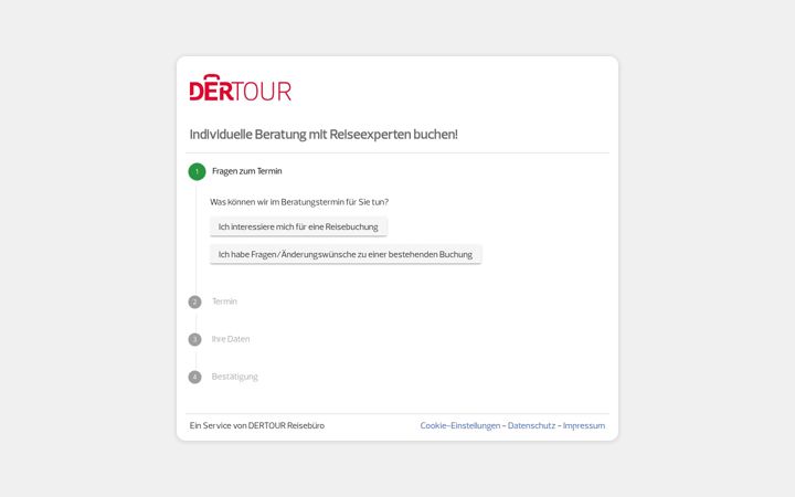 Screenshot of dertour-termin.de