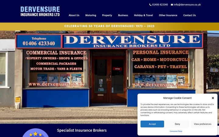 Screenshot of dervensure.co.uk