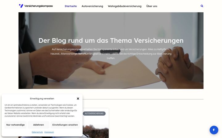 Ekrānuzņēmums no derversicherungskompass.de