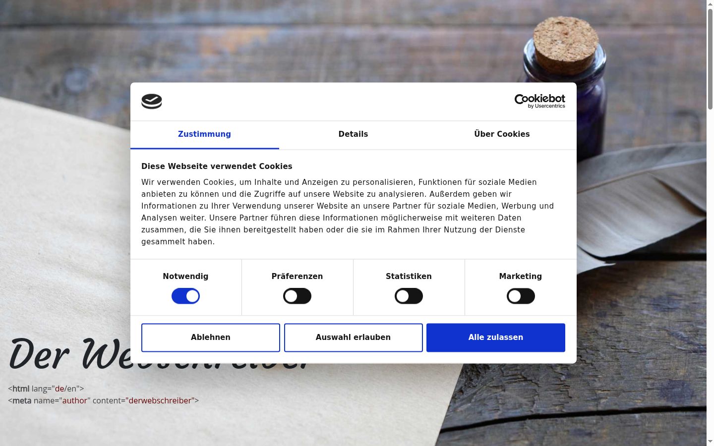 Snimka zaslona bannera za privolu prikazanog prije bilo kakve interakcije