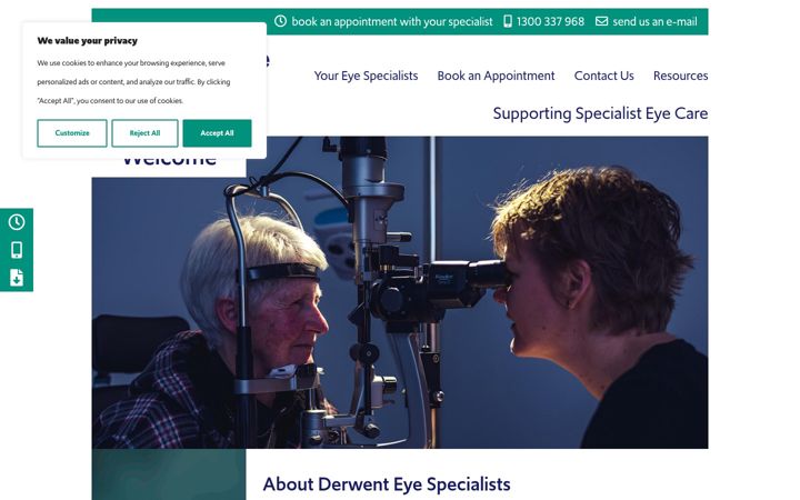 Captura de ecrã de derwenteye.com.au